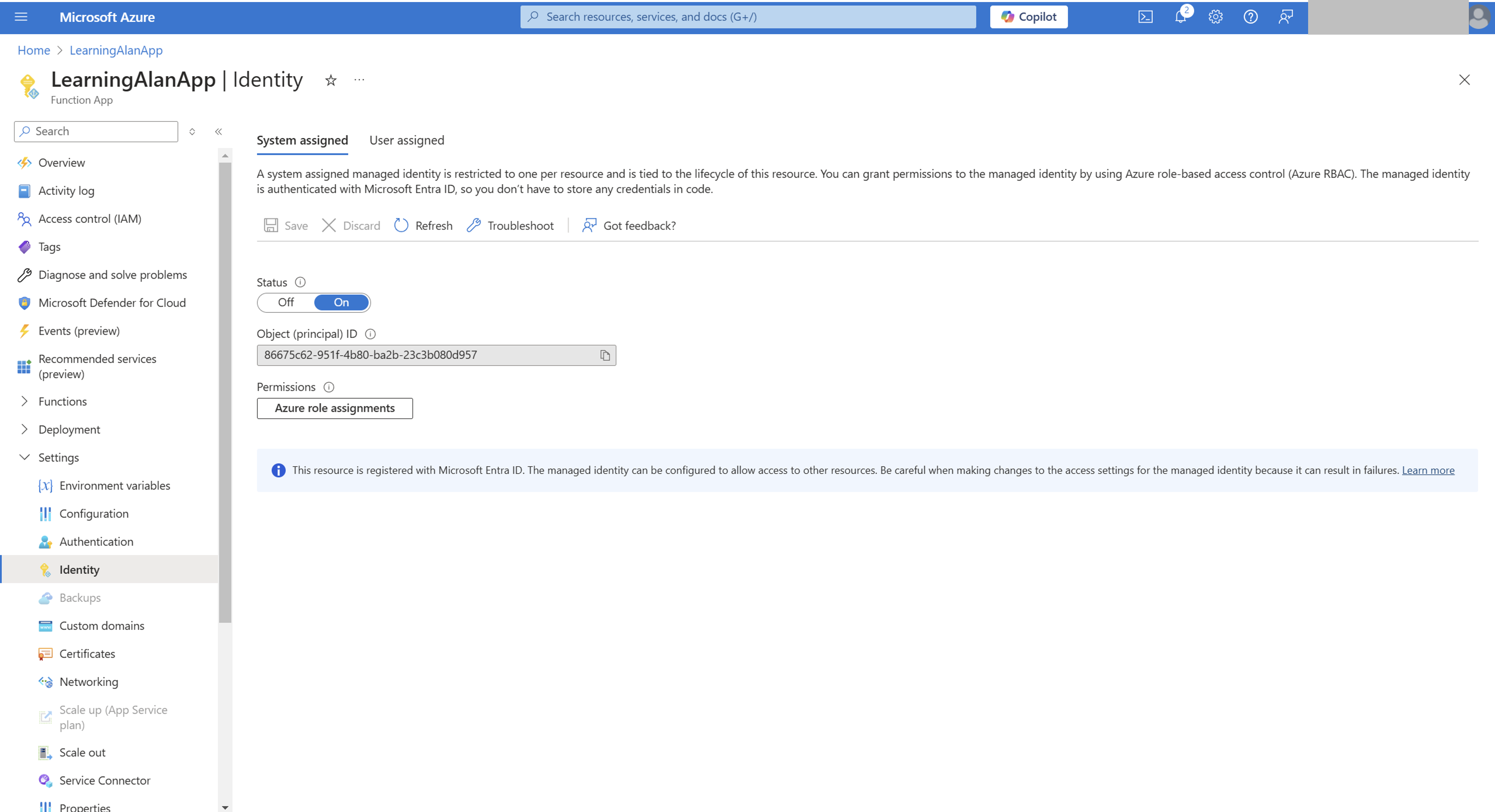 setup managed identity